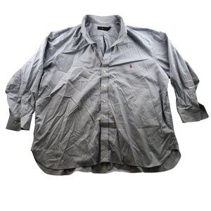 Ralph Lauren Mens Dress Shirt Size 3XL 19 Neck Long Sleeve Striped Blue Casual